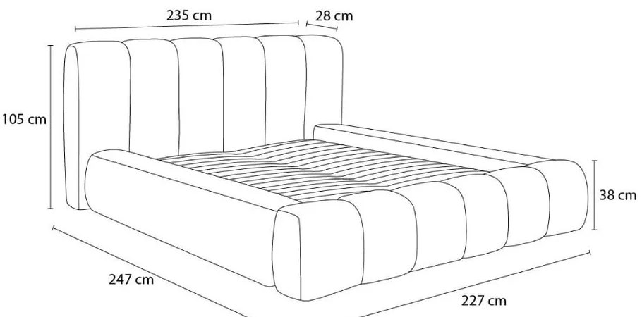 Светлосиво двойно легло 180x200 cm тапицирано с място за съхранение с включена подматрачна рамка Denali – Bobochic Paris