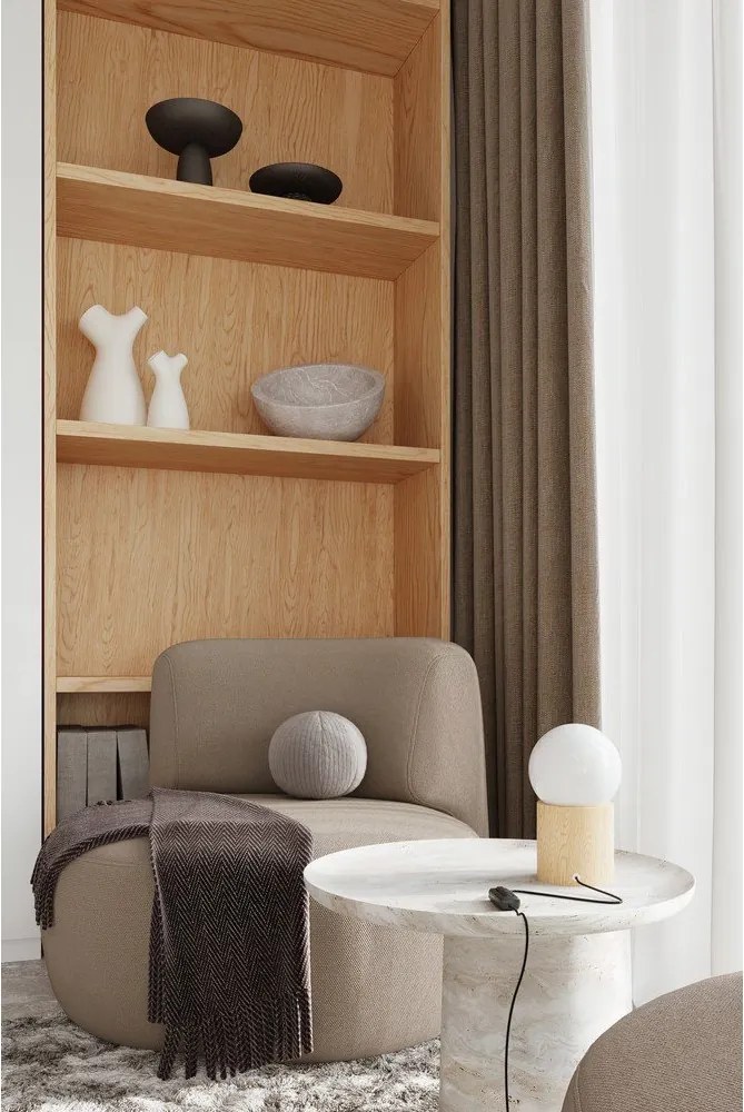 Бяла/естественa настолна лампа със стъклен абажур (височина 21 cm) Surtur – Sollux