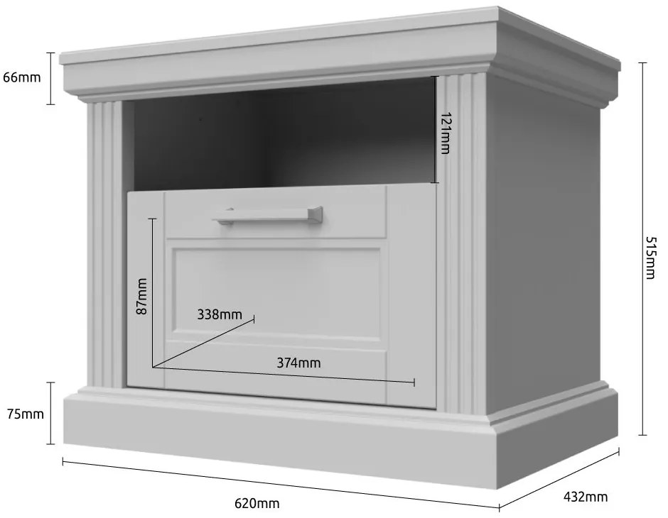 Нощно шкафче Tahoma 1S-White
