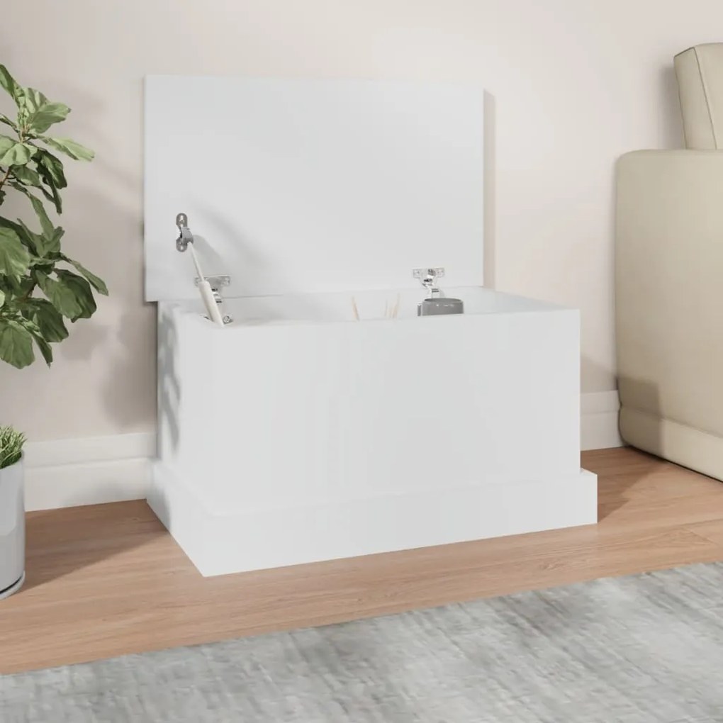 816496 vidaXL Кутия за съхранение, бяла, 50x30x28 см, инженерно дърво
