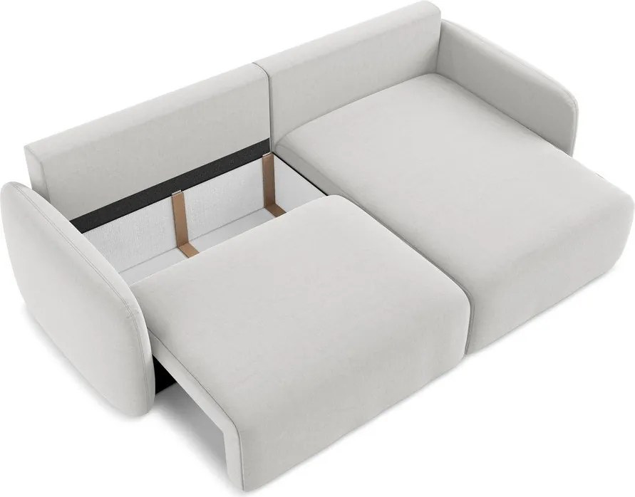 Светлосив кадифен сгъваем/с място за съхранение ъглов диван (десен ъгъл) Kalena – Makamii