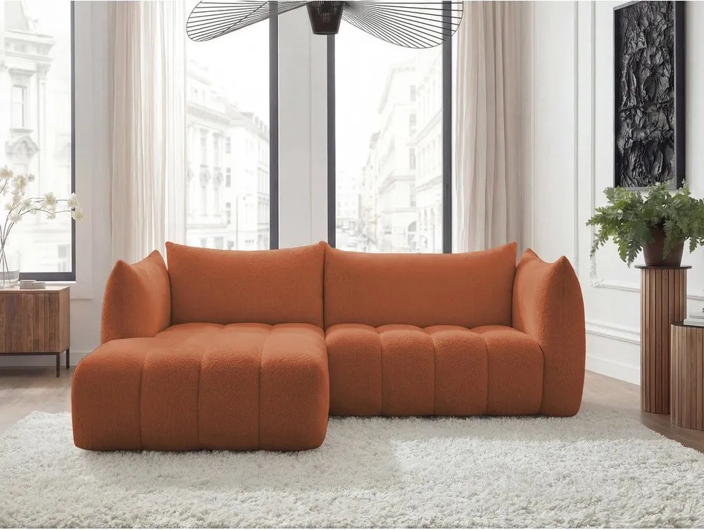Оранжев ъглов диван от прежда с примки от букле (ляв ъгъл) Azra – Bobochic Paris