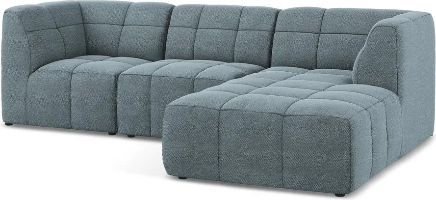 Син ъглов диван от прежда с примки от букле (десен ъгъл) Aloha – Makamii