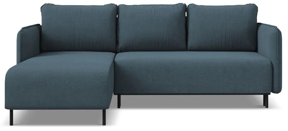 Син разтегателен ъглов диван с място за съхранение (ляв ъгъл) Luana – Makamii