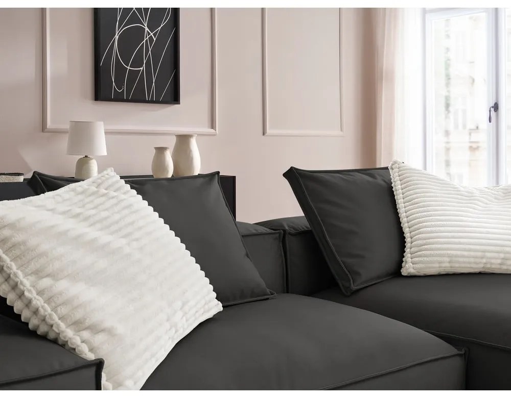 Черен ъглов диван от изкуствена кожа (променлив) Boheme – Bobochic Paris