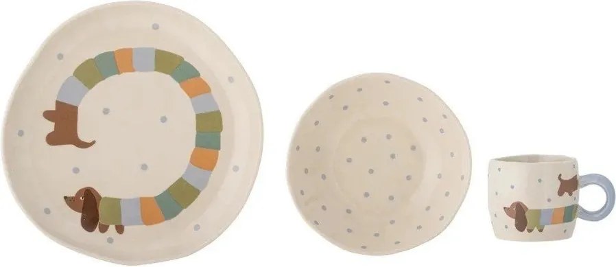 Глинен детски комплект за хранене 3 бр. Charlie – Bloomingville Mini
