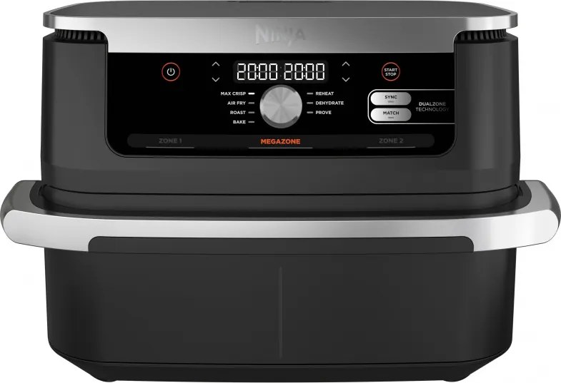 Втора ръка: Двоен фритюрник с горещ въздух Ninja AF500EU, 10.4 л, 7 програми, Таймер, Независими зони, Черен/Инокс