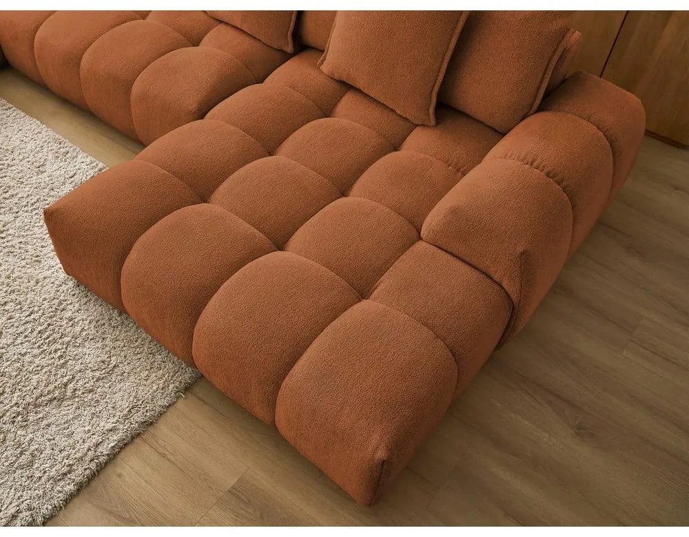 Теракотен шенилов сгъваем/с място за съхранение ъглов диван (ляв ъгъл/U форма) Everest – Bobochic Paris