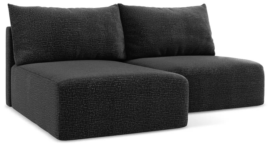 Черен разтегателен ъглов диван с място за съхранение (ляв ъгъл) Kalena – Makamii