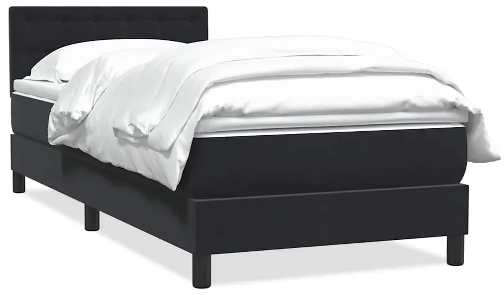 3316625 vidaXL Боксспринг легло с матрак, черно, 90x220 см, кадифе