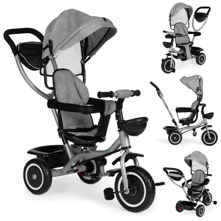 Детска триколка 2 в 1 Сив