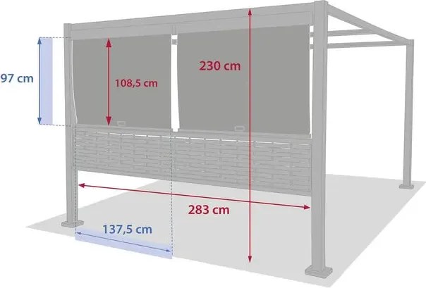 Комплект щори за беседка Hesperide Zalya, Цвят Шисти, 4x3 m