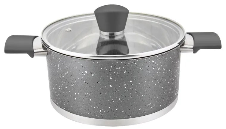 Тенджера с капак ZEPHYR ZP 1210, Многослойно дъно, Инокс, Мармор - 16x10.5 см 2 L
