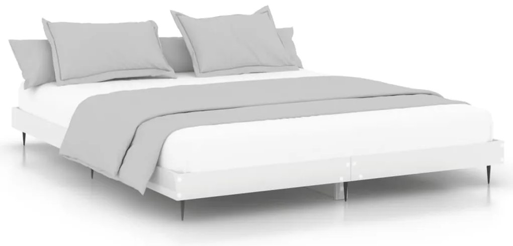 832239 vidaXL Рамка за легло, бял гланц, 150x200 см, инженерно дърво