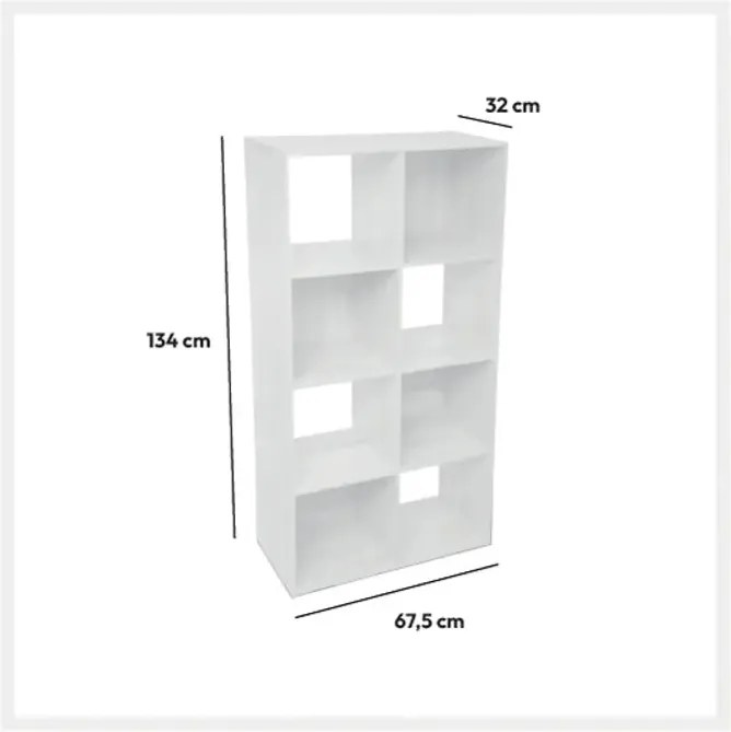 Рафт 5five Mix'n Modul, 8 отделения, MDF, 68x32x134 cm - Естествен