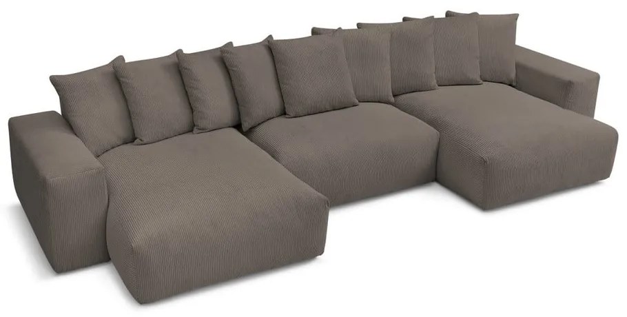 Сиво-кафяв ъглов диван от рипсено кадифе Voltaire – Bobochic Paris