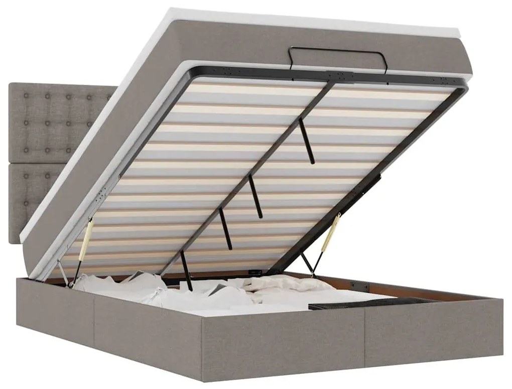 3313324 vidaXL Османска легло с матрак, таупе, 140x190 см, плат