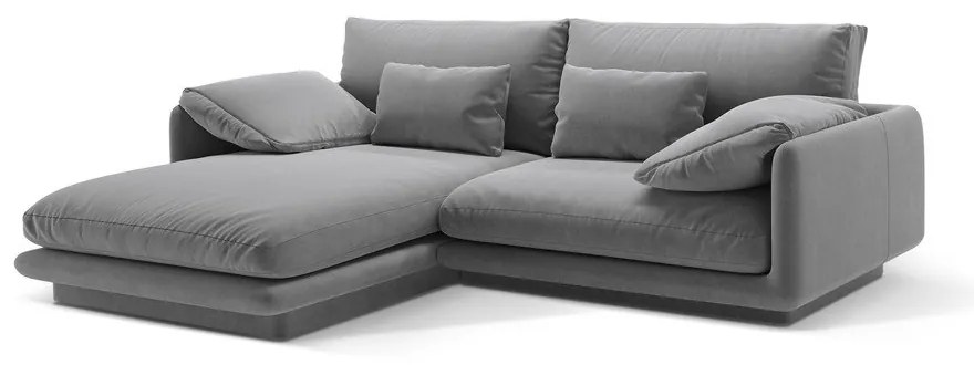 Светлосив кадифен ъглов диван (ляв ъгъл) Torino – Micadoni