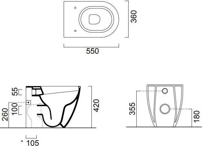 Мивка Pura/55 Swirlflush с капак Super Slim MS86SC GSI-Черен