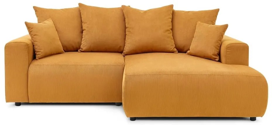Кадифен ъглов диван в цвят жълта охра Enjoy – Bobochic Paris