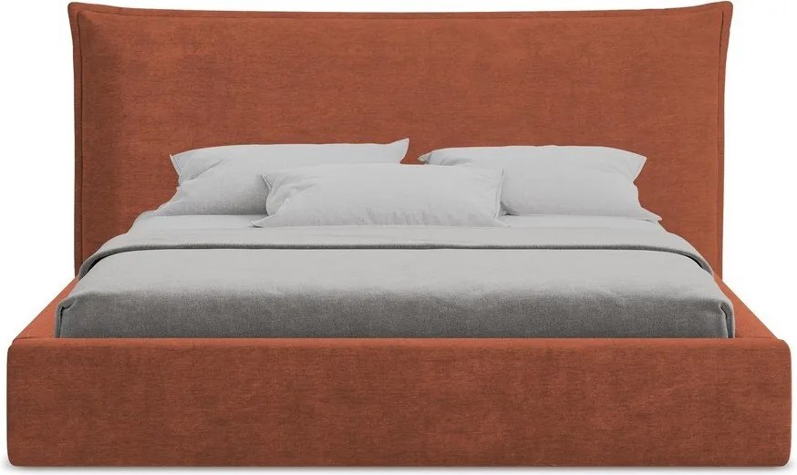 Теракотено двойно легло 140x200 cm тапицирано с място за съхранение с включена подматрачна рамка Esala – Makamii