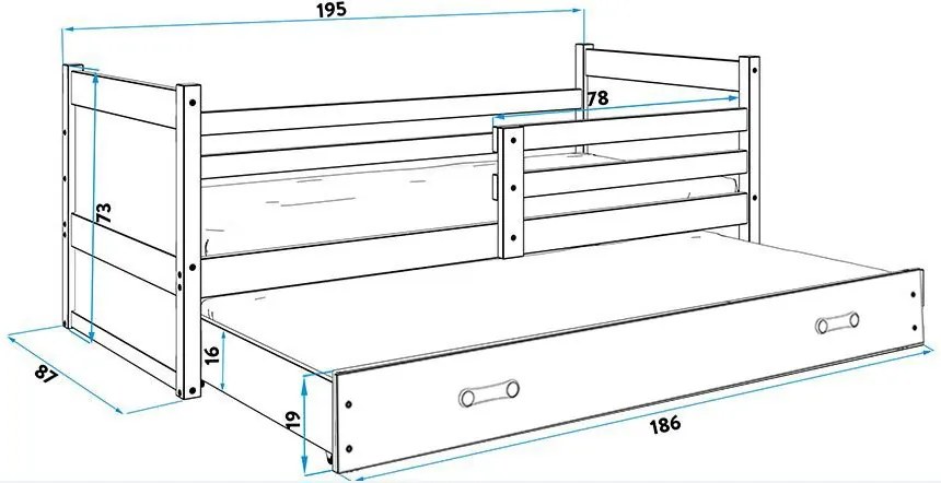 Легло Riccon II-Γραφίτης-Blue-190 x 80