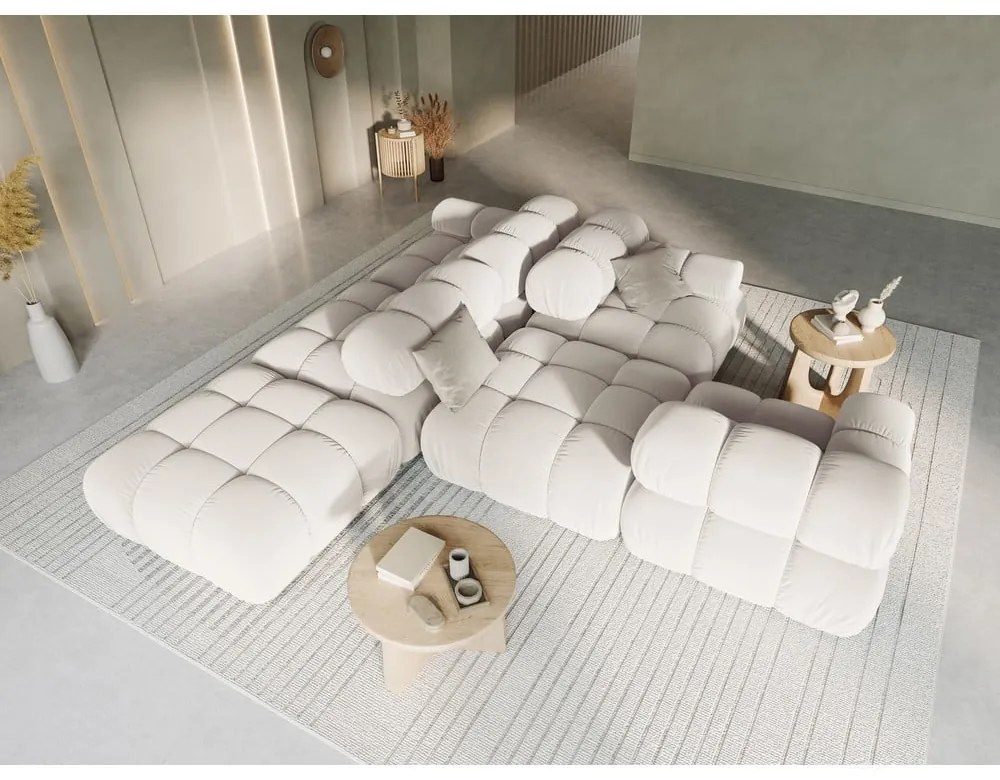 Бежов кадифен модулен диван 282 cm Bellis – Micadoni