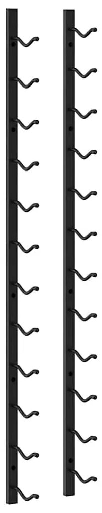 282466 vidaXL Стойка за вино за 12 бутилки, стенен монтаж, черна, желязо