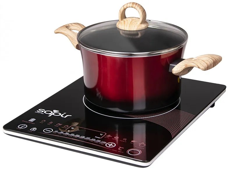 SAPIR SP 1445 Електрически и индукционен котлон - универсален модел с GS сертификат - Индукционна керамична / 2000W / Черен