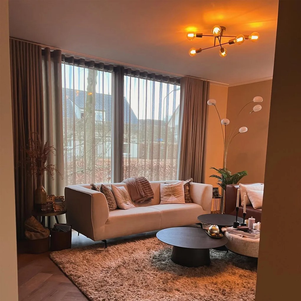 Дизайнерски подов аплик месинг с опалово стъкло 5-светлина - Sixties Marmo