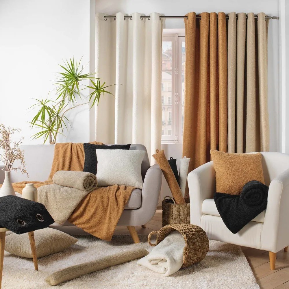 Бежова завеса от букле 140x240 cm Wooly – douceur d'intérieur