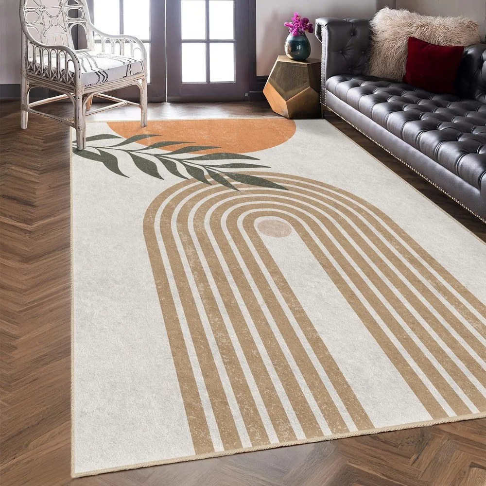 Кремава пътека подходяща за пране 80x200 cm Dot Arch – Mila Home
