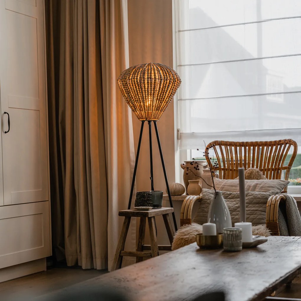 Ориенталска подова лампа бежова с мъниста - Moti