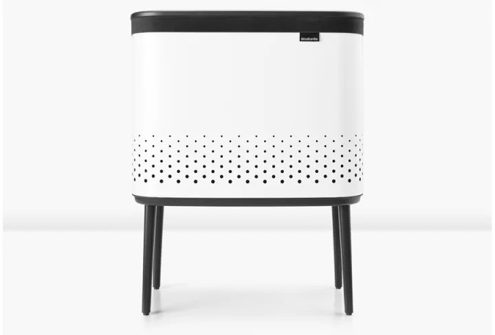 Кош за пране Brabantia Bo 1004174, 60 л, Пълнене без отваряне, Вентилационни отвори, Регулируеми крачета, Бял