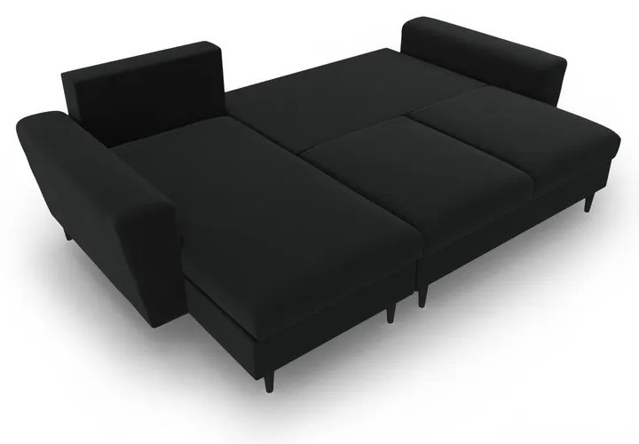 Черен кадифен разтегателен ъглов диван с място за съхранение Kyoto – Cosmopolitan Design