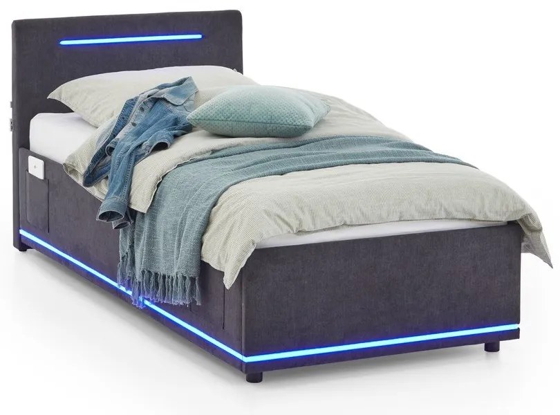 Тъмносиво тапицирано детско легло 90x200 cm без ламелно дъно Circle – Meise Möbel