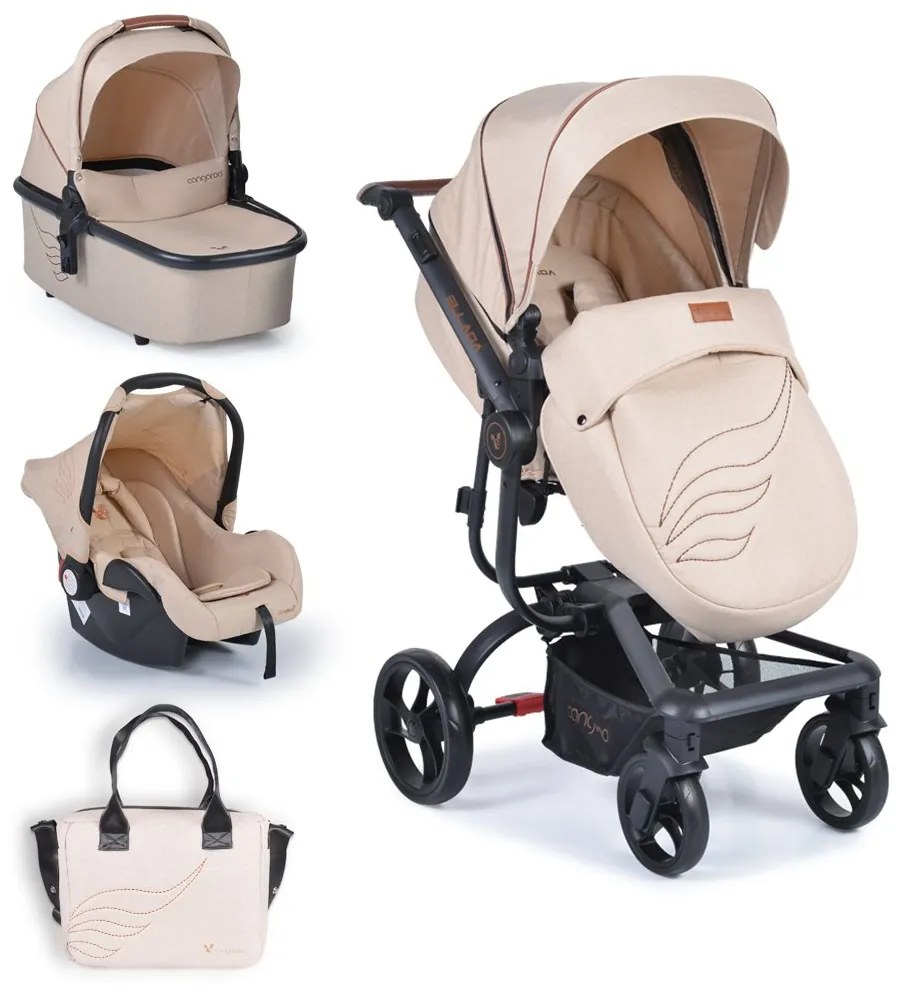 Cangaroo  -  Комбинирана детска количка Ellada 3в1 бежов