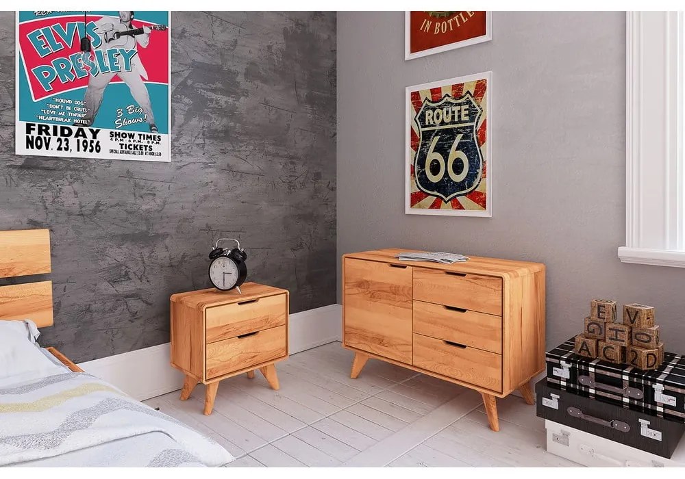 Нощно шкафче от букова дървесина Greg - The Beds