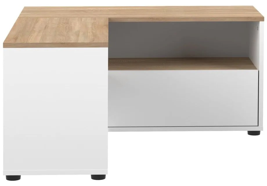 Масичка за телевизор с дъбов декор в бял и естествен цвят 90x45 cm Angle - TemaHome