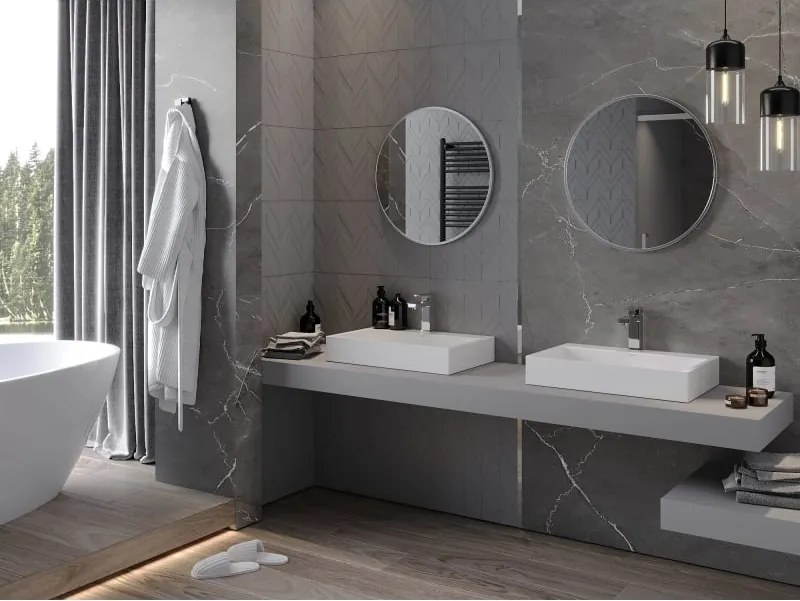 Mexen Loft кръгло огледало за баня 60 см, рамка инокс - 9850-060-060-000-10