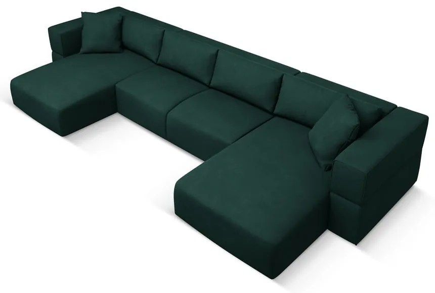 Зелен ъглов U-образен диван Esther – Milo Casa