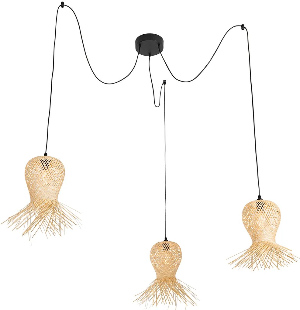 Ориенталски външен висящ аплик бамбук 3-светлина IP44 - Карлос