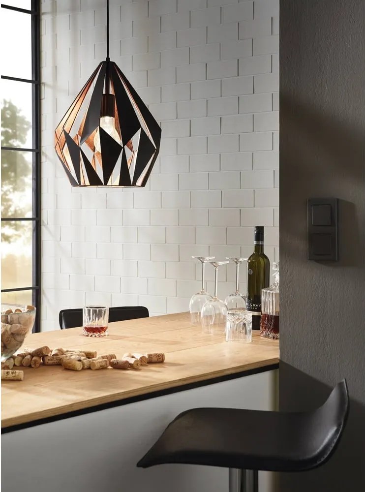 Черно висящо осветително тяло с метален абажур ø 31 cm CARLTON 1 – EGLO