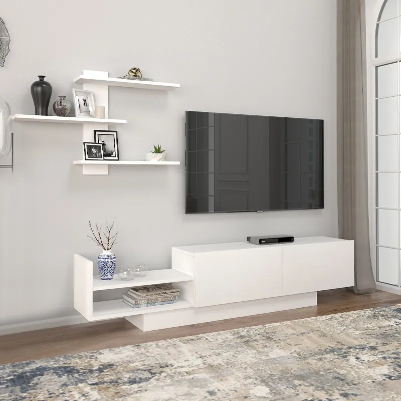 Телевизионен модул Egemen меламин в бял цвят 180x32x40см.