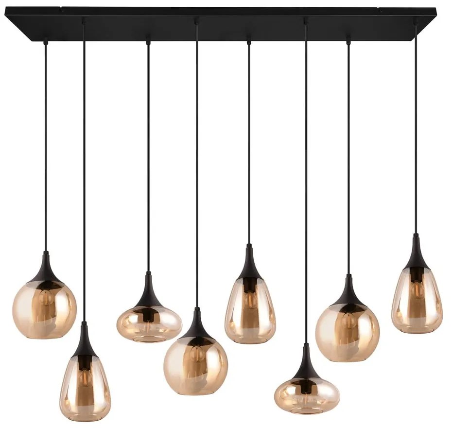 Черно-оранжева висяща лампа със стъклен абажур Lumina - Trio