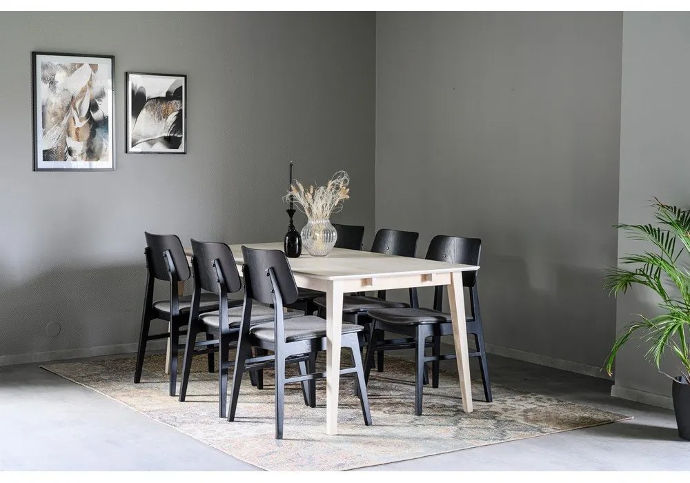 Черен трапезен стол с тъмносива възглавница на седалката Nagano - Rowico