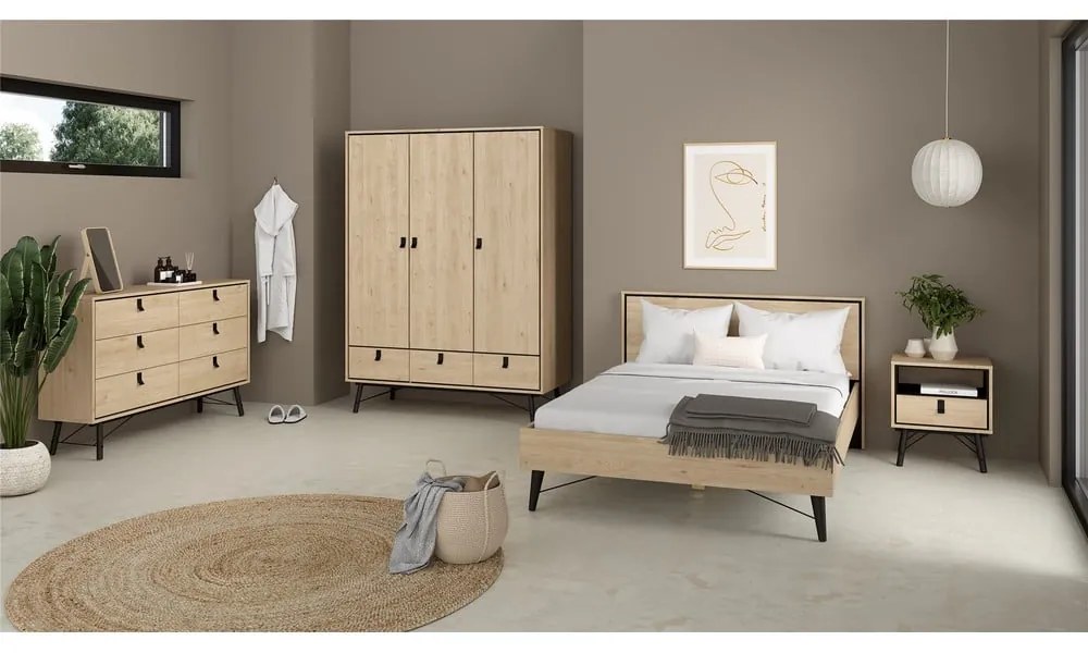 Нощно шкафче в дъбов декор в естествен цвят Ry - Tvilum