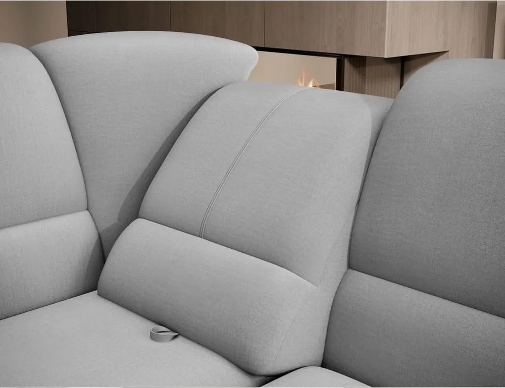 Сив кадифен разтегателен ъглов диван с място за съхранение (ляв ъгъл L форма) Siber – ELTAP