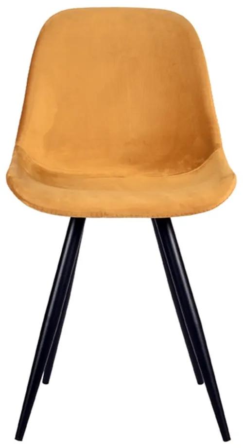 Кадифени трапезни столове в цвят горчица в комплект от 2 броя Capri - LABEL51