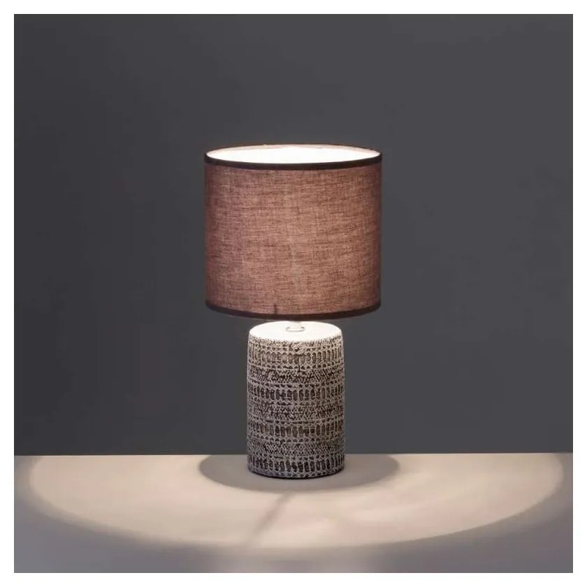 Кафява настолна лампа с текстилен абажур (височина 33,5 cm) - Casa Selección